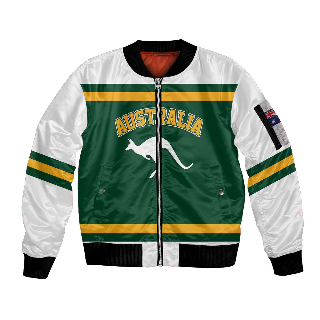 Custom Hockey Australia Sleeve Zip Bomber Jacket Kookaburras Go Champions