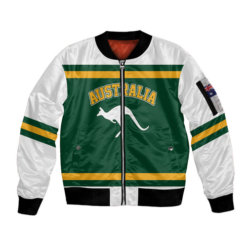 Custom Hockey Australia Sleeve Zip Bomber Jacket Kookaburras Go Champions