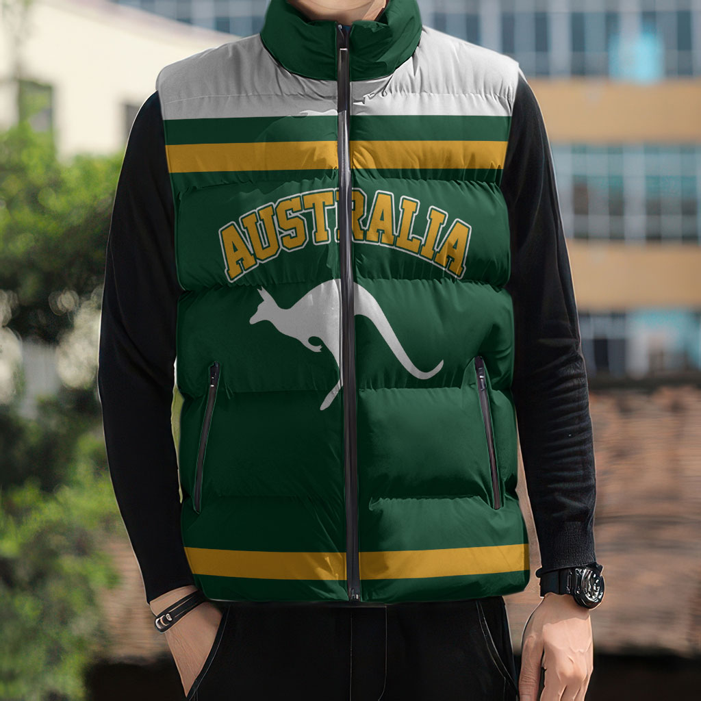Custom Hockey Australia Sleeveless Puffer Jacket Kookaburras Go Champions