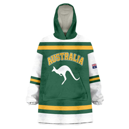 Custom Hockey Australia Wearable Blanket Hoodie Kookaburras Go Champions