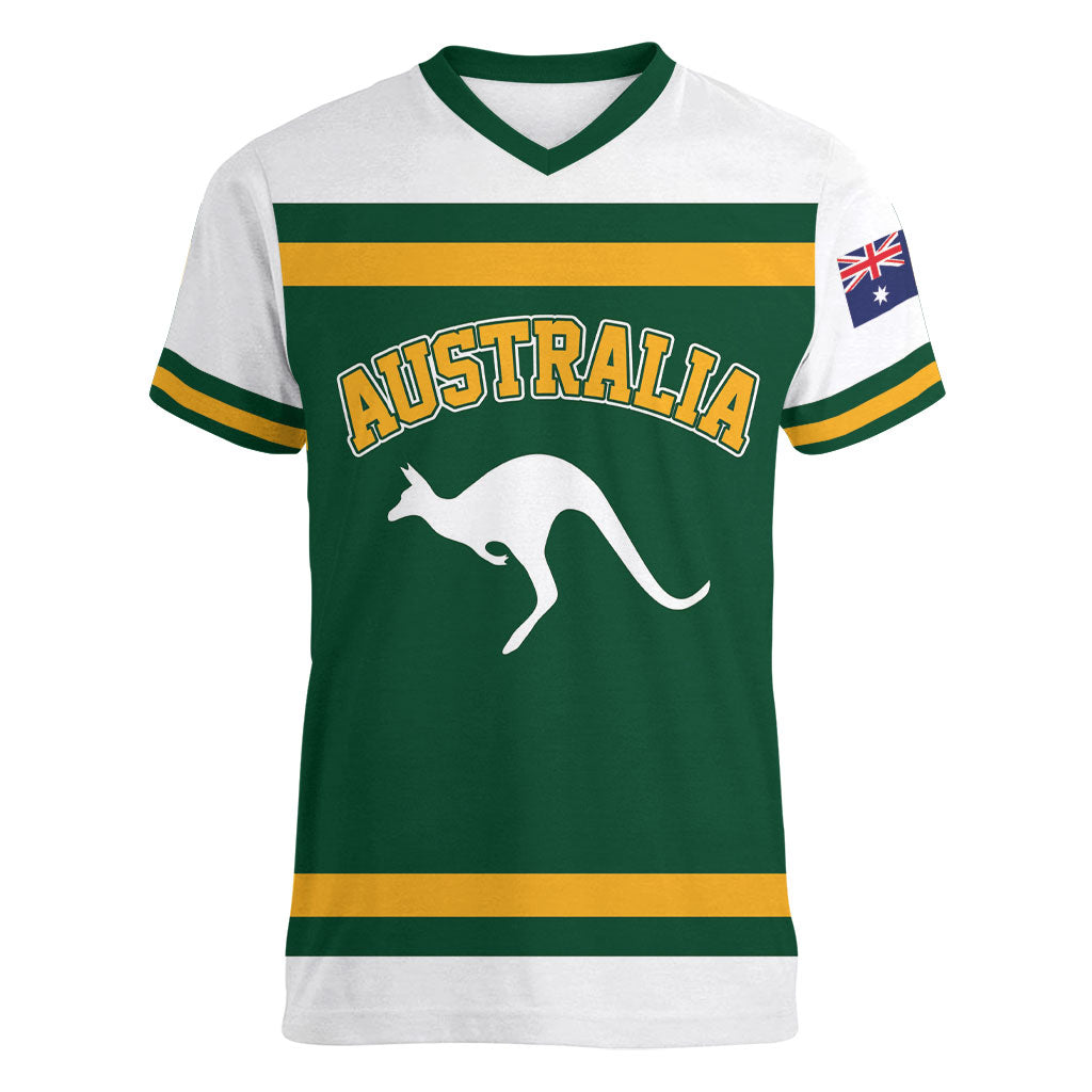Custom Hockey Australia Women V-Neck T-Shirt Kookaburras Go Champions