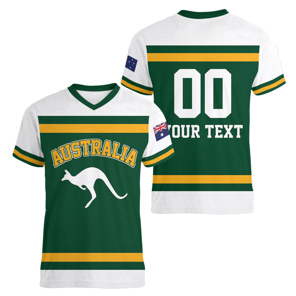 Custom Hockey Australia Women V-Neck T-Shirt Kookaburras Go Champions