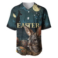 Australia Easter 2024 Baseball Jersey Bunny With Aboriginal Eggs At Starry Night