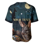 Australia Easter 2024 Baseball Jersey Bunny With Aboriginal Eggs At Starry Night