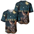 Australia Easter 2024 Baseball Jersey Bunny With Aboriginal Eggs At Starry Night