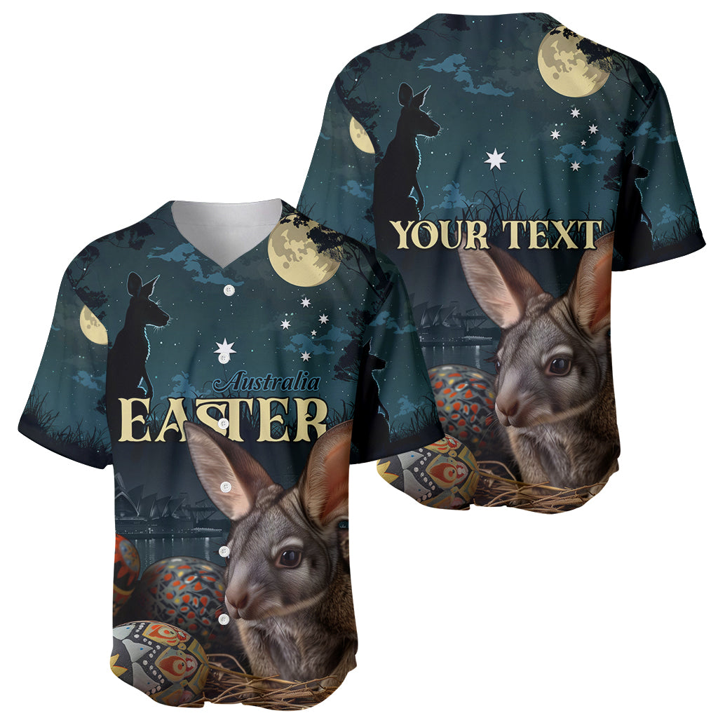 Australia Easter 2024 Baseball Jersey Bunny With Aboriginal Eggs At Starry Night