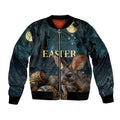 Australia Easter 2024 Bomber Jacket Bunny With Aboriginal Eggs At Starry Night