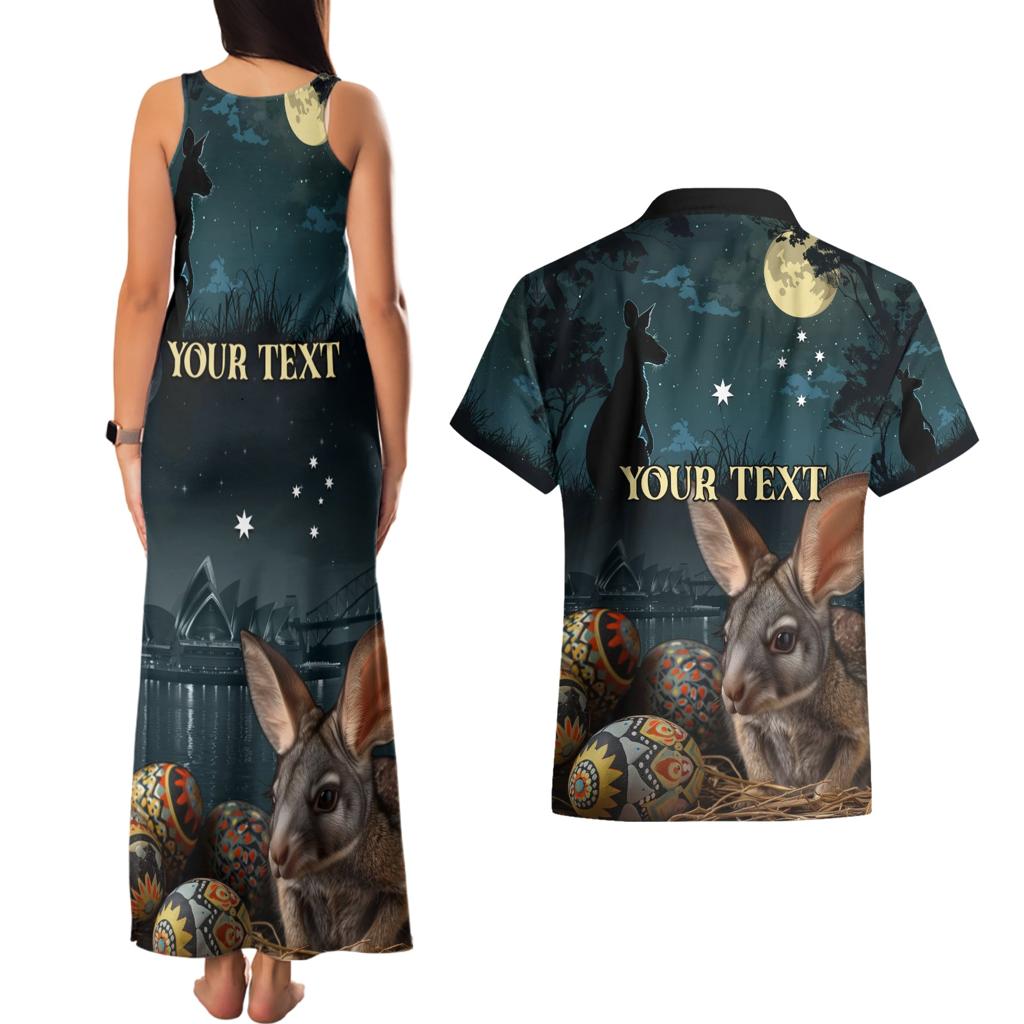 Australia Easter 2024 Couples Matching Tank Maxi Dress and Hawaiian Shirt Bunny With Aboriginal Eggs At Starry Night