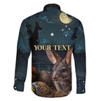 Australia Easter 2024 Family Matching Long Sleeve Bodycon Dress and Hawaiian Shirt Bunny With Aboriginal Eggs At Starry Night