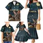 Australia Easter 2024 Family Matching Mermaid Dress and Hawaiian Shirt Bunny With Aboriginal Eggs At Starry Night