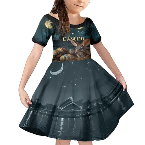 Australia Easter 2024 Family Matching Mermaid Dress and Hawaiian Shirt Bunny With Aboriginal Eggs At Starry Night