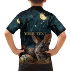 Australia Easter 2024 Family Matching Off Shoulder Maxi Dress and Hawaiian Shirt Bunny With Aboriginal Eggs At Starry Night