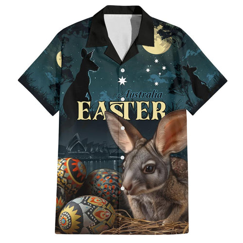 Australia Easter 2024 Family Matching Puletasi and Hawaiian Shirt Bunny With Aboriginal Eggs At Starry Night