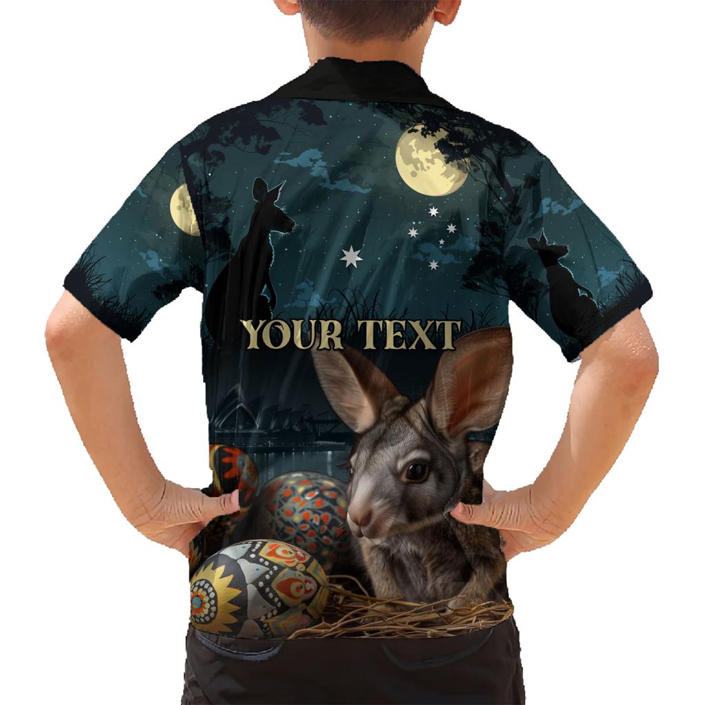 Australia Easter 2024 Family Matching Short Sleeve Bodycon Dress and Hawaiian Shirt Bunny With Aboriginal Eggs At Starry Night