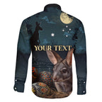 Australia Easter 2024 Family Matching Short Sleeve Bodycon Dress and Hawaiian Shirt Bunny With Aboriginal Eggs At Starry Night