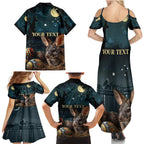 Australia Easter 2024 Family Matching Summer Maxi Dress and Hawaiian Shirt Bunny With Aboriginal Eggs At Starry Night