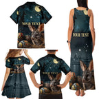 Australia Easter 2024 Family Matching Tank Maxi Dress and Hawaiian Shirt Bunny With Aboriginal Eggs At Starry Night