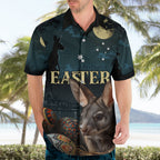 Australia Easter 2024 Hawaiian Shirt Bunny With Aboriginal Eggs At Starry Night