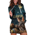 Australia Easter 2024 Hoodie Dress Bunny With Aboriginal Eggs At Starry Night