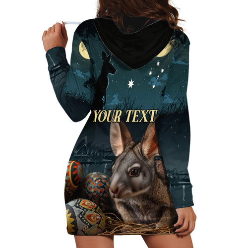 Australia Easter 2024 Hoodie Dress Bunny With Aboriginal Eggs At Starry Night