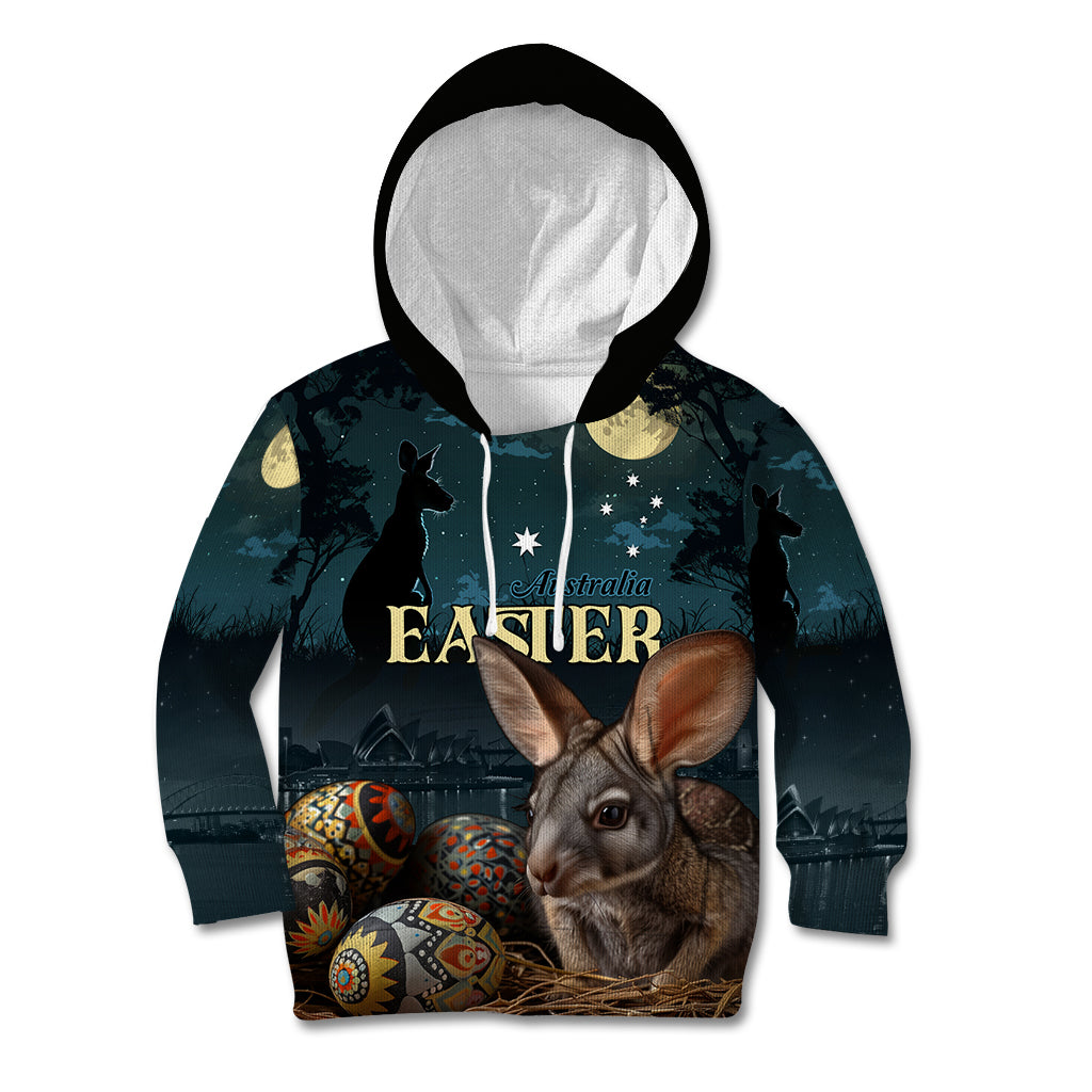 Australia Easter 2024 Kid Hoodie Bunny With Aboriginal Eggs At Starry Night