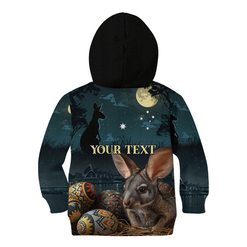 Australia Easter 2024 Kid Hoodie Bunny With Aboriginal Eggs At Starry Night