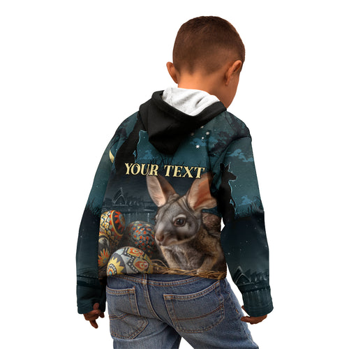 Australia Easter 2024 Kid Hoodie Bunny With Aboriginal Eggs At Starry Night