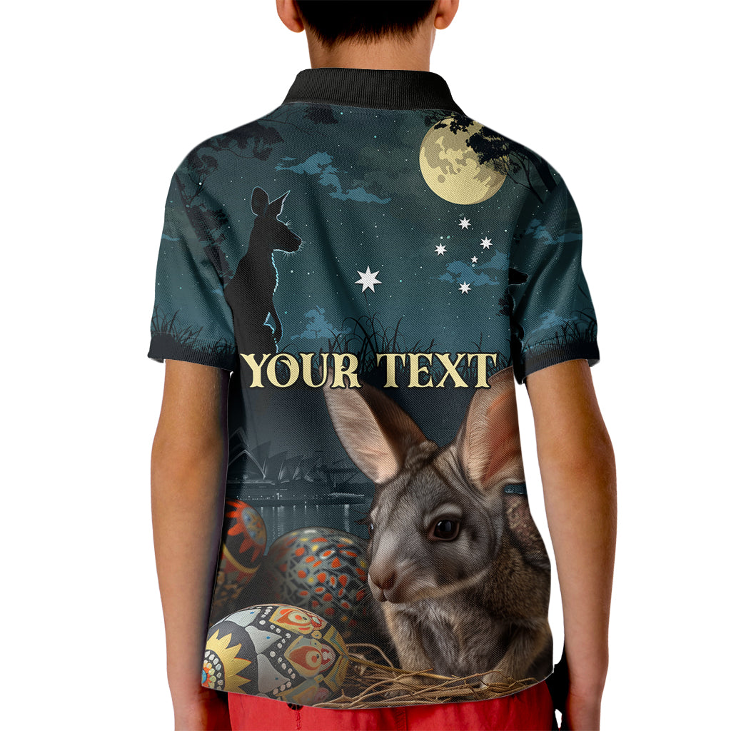 Australia Easter 2024 Kid Polo Shirt Bunny With Aboriginal Eggs At Starry Night