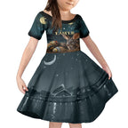 Australia Easter 2024 Kid Short Sleeve Dress Bunny With Aboriginal Eggs At Starry Night