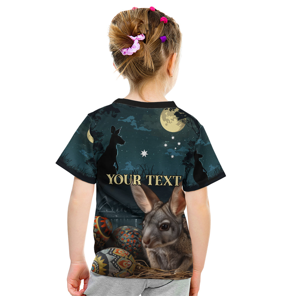 Australia Easter 2024 Kid T Shirt Bunny With Aboriginal Eggs At Starry Night