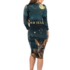 Australia Easter 2024 Long Sleeve Bodycon Dress Bunny With Aboriginal Eggs At Starry Night