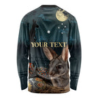 Australia Easter 2024 Long Sleeve Shirt Bunny With Aboriginal Eggs At Starry Night