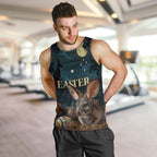 Australia Easter 2024 Men Tank Top Bunny With Aboriginal Eggs At Starry Night
