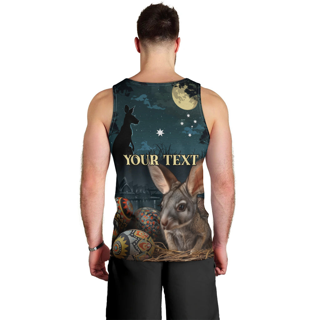 Australia Easter 2024 Men Tank Top Bunny With Aboriginal Eggs At Starry Night