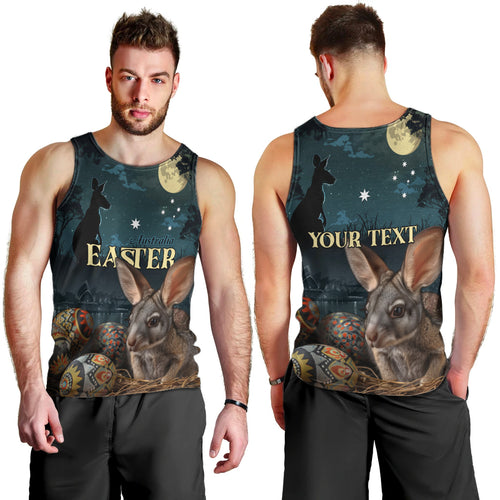 Australia Easter 2024 Men Tank Top Bunny With Aboriginal Eggs At Starry Night