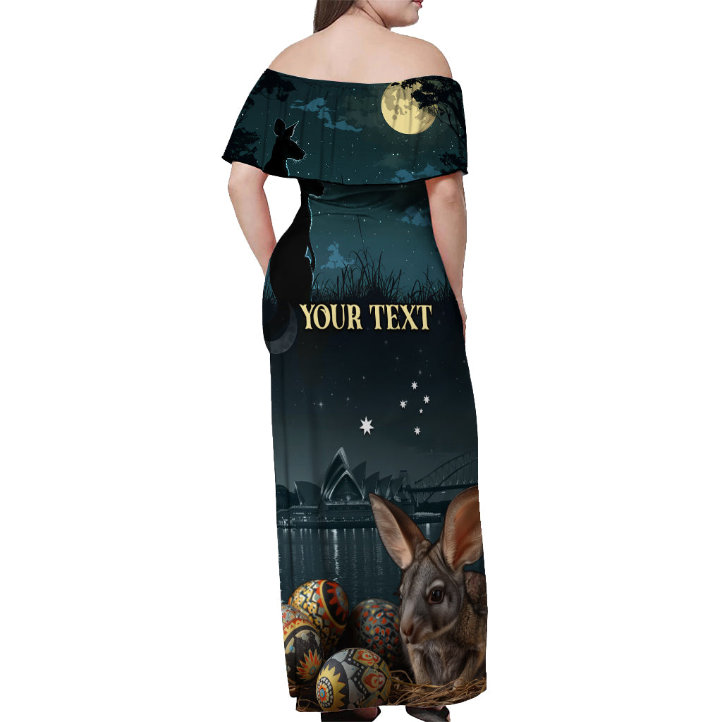 Australia Easter 2024 Off Shoulder Maxi Dress Bunny With Aboriginal Eggs At Starry Night