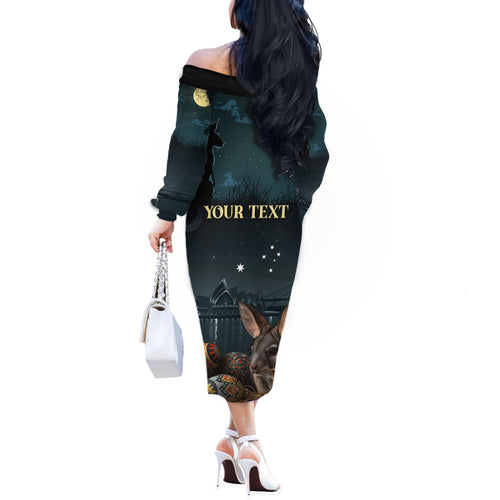 Australia Easter 2024 Off The Shoulder Long Sleeve Dress Bunny With Aboriginal Eggs At Starry Night