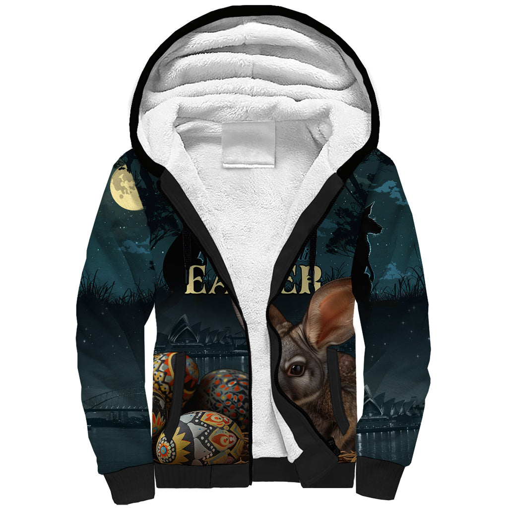 Australia Easter 2024 Sherpa Hoodie Bunny With Aboriginal Eggs At Starry Night