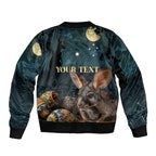 Australia Easter 2024 Sleeve Zip Bomber Jacket Bunny With Aboriginal Eggs At Starry Night