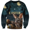 Australia Easter 2024 Sweatshirt Bunny With Aboriginal Eggs At Starry Night