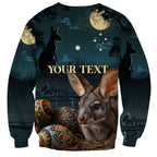 Australia Easter 2024 Sweatshirt Bunny With Aboriginal Eggs At Starry Night