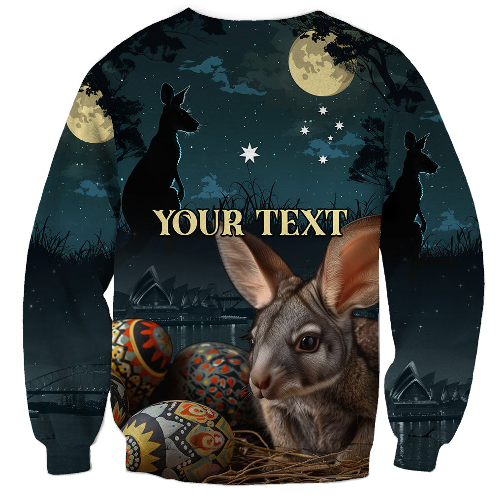 Australia Easter 2024 Sweatshirt Bunny With Aboriginal Eggs At Starry Night