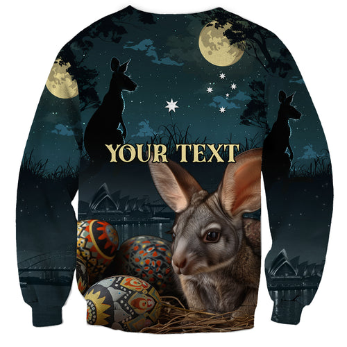 Australia Easter 2024 Sweatshirt Bunny With Aboriginal Eggs At Starry Night