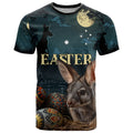 Australia Easter 2024 T Shirt Bunny With Aboriginal Eggs At Starry Night