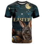 Australia Easter 2024 T Shirt Bunny With Aboriginal Eggs At Starry Night