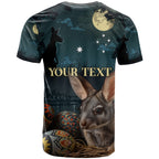 Australia Easter 2024 T Shirt Bunny With Aboriginal Eggs At Starry Night