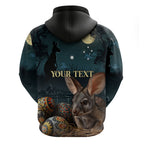 Australia Easter 2024 Zip Hoodie Bunny With Aboriginal Eggs At Starry Night