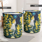 Australia Golden Wattle Laundry Basket Aussie Cockatoo Aboriginal Art