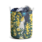 Australia Golden Wattle Laundry Basket Aussie Cockatoo Aboriginal Art