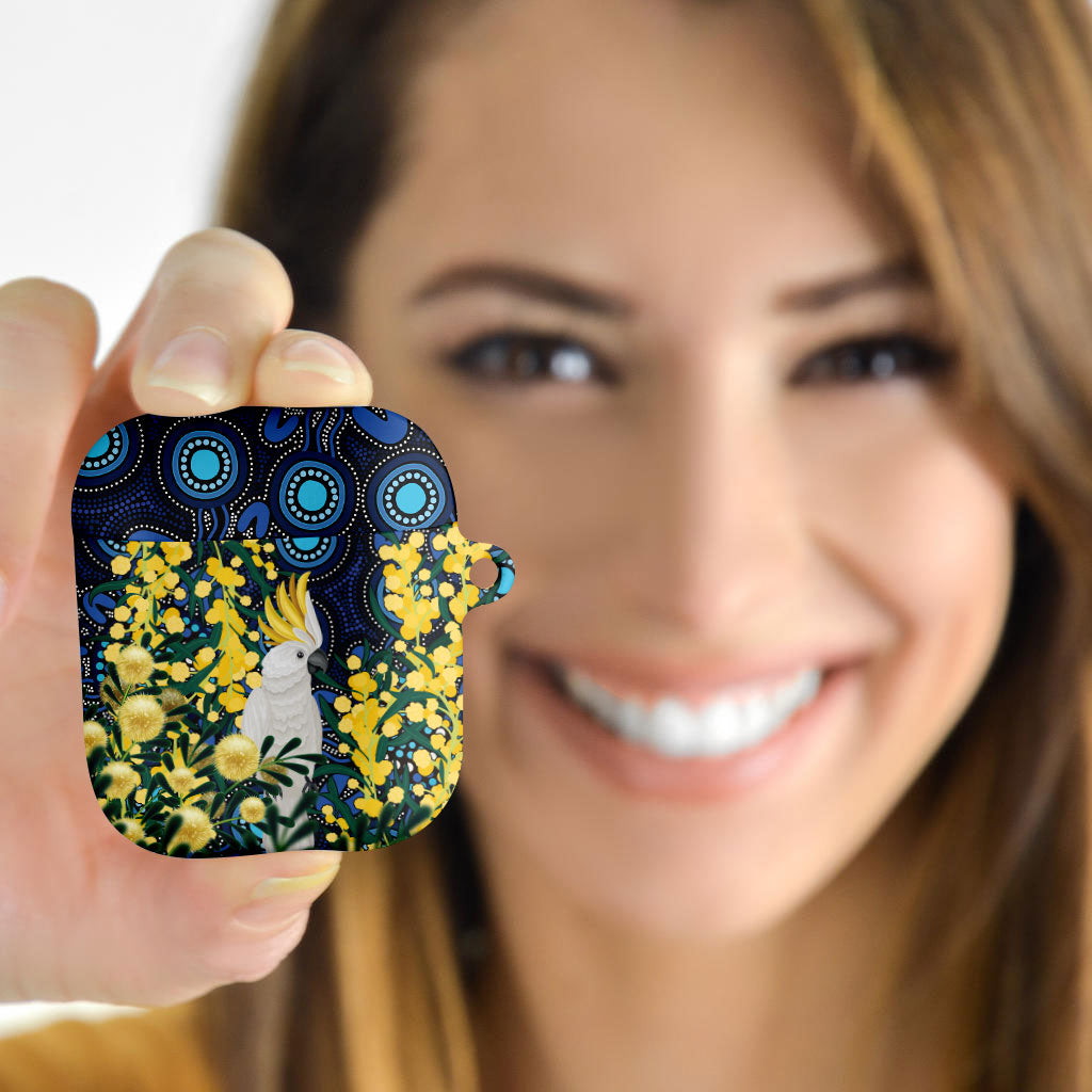 Australia Golden Wattle AirPods Case Aussie Cockatoo Aboriginal Art
